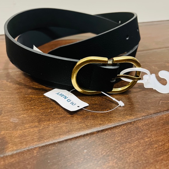 NEW! Old Navy Black Double O Belt - Picture 2 of 2